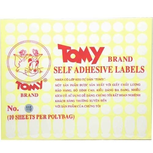 Nhãn dán Tomy số No.116 Self Adhesive Lables