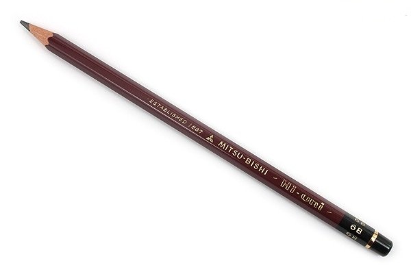 Bút chì gỗ Hi-Uni độ đậm 6B Mitsubishi Wooden Pencil grade 6B