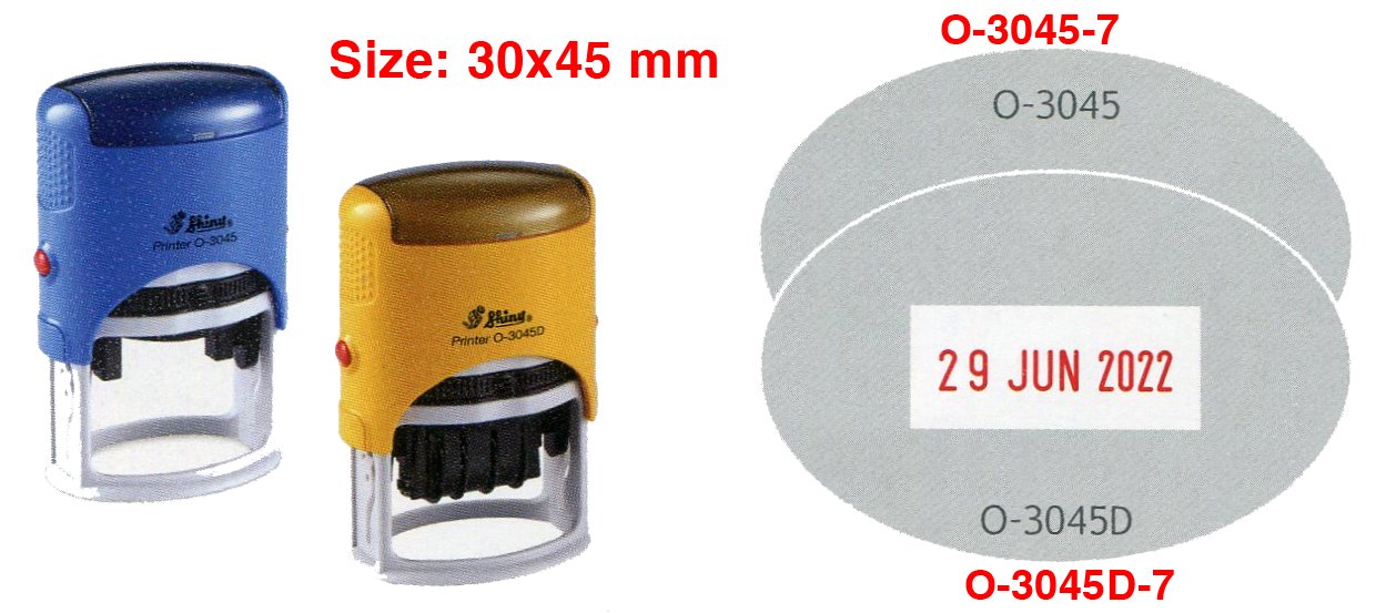 Dấu Shiny hình oval O-3045 và O-3045D có ngày tháng năm