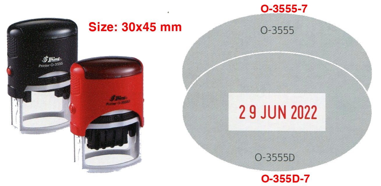 Dấu Shiny hình Oval O-3555D có ngày tháng năm