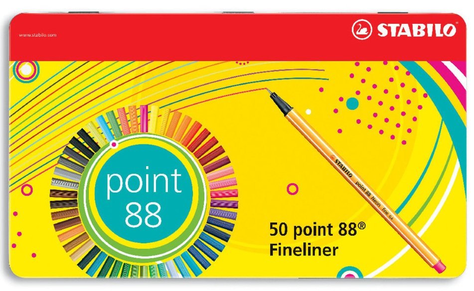 Bộ bút lông kim Stabilo 50 màu Point Fineliner PT8850M , 0.4mm