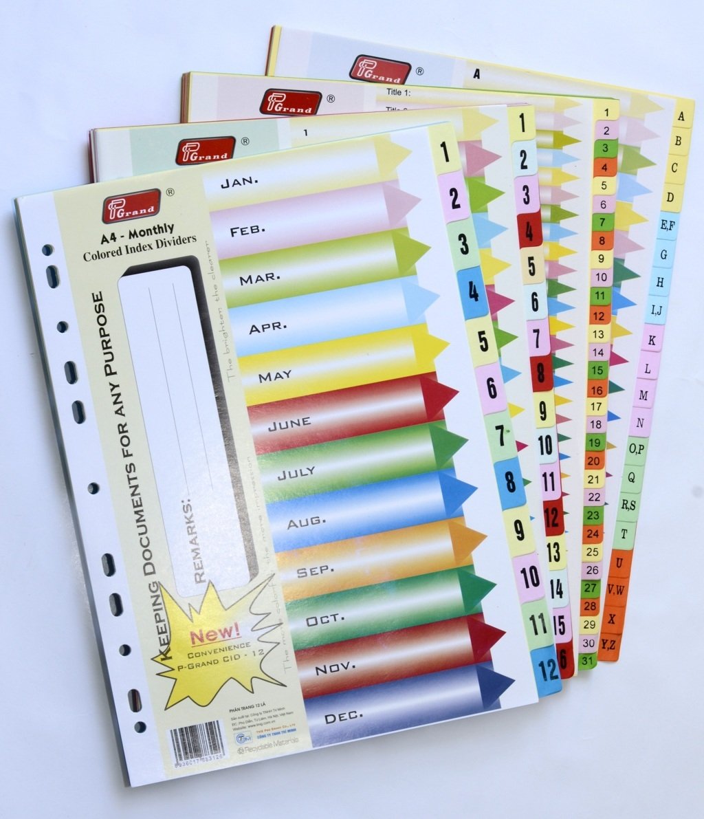 Phân trang giấy Pgrand 12 số Index Divider