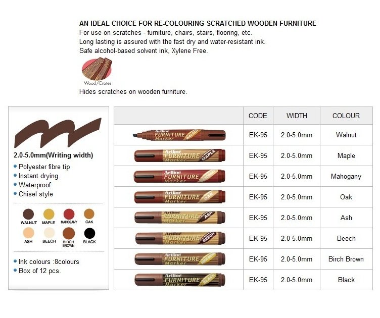 Bút xóa vết xước gỗ bulô nâu Artline EK-95 Furniture Marker Birch Brown