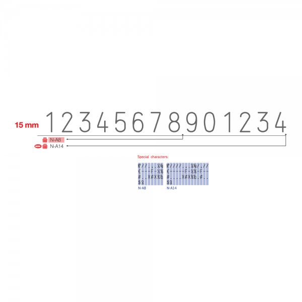 Dấu số Shiny 14 số cao 15mm NA14 Number stamp