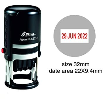 Dấu Shiny tròn R-532D có ngày tháng năm Ø32mm Self-Inking Stamp