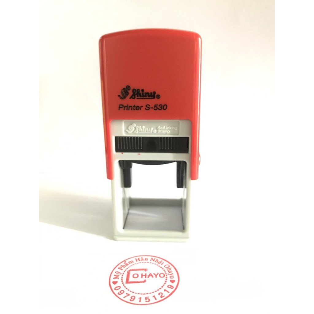 Dấu Shiny vuông S-530 khắc tên, mã số, ký hiệu, logo
