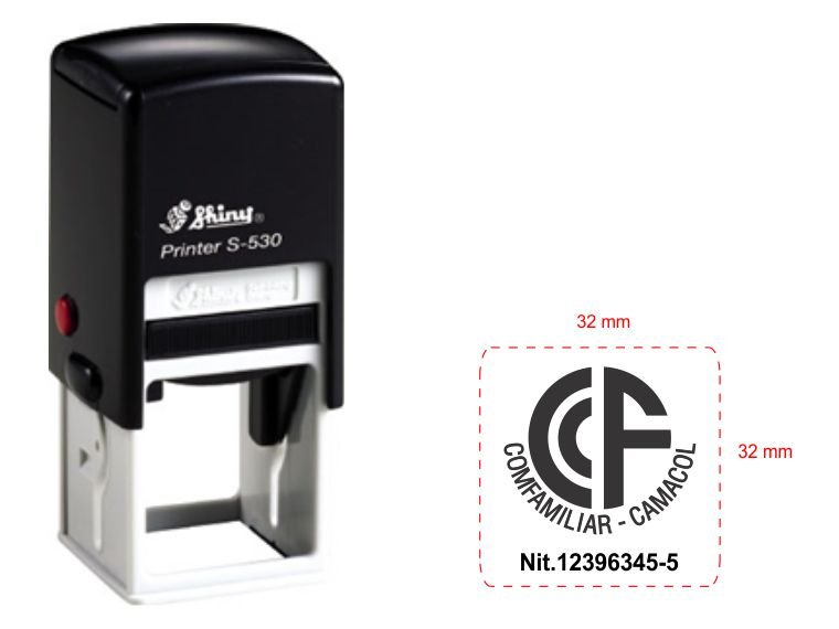 Dấu Shiny vuông S-530 khắc tên, mã số, ký hiệu, logo