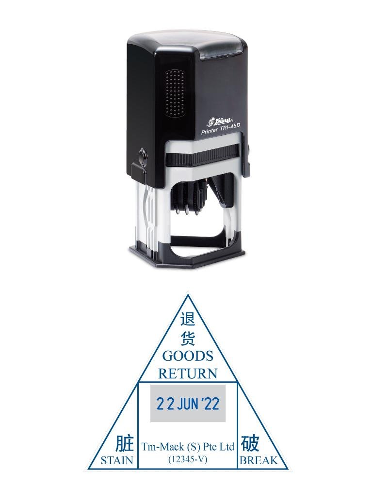 Dấu Shiny TRI-45D - Khắc Dấu tên, ký hiệu, Logo Có ngày tháng năm Self-Inking Stamp