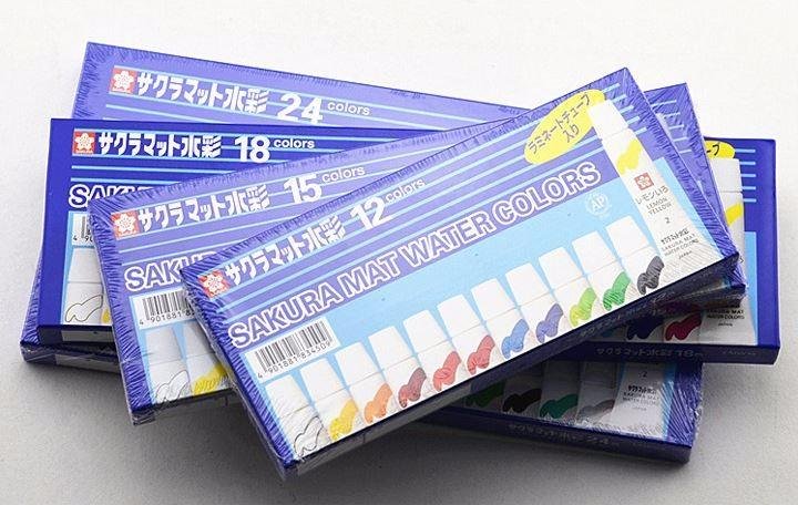 Màu nước Sakura MAT WATER COLORS 5ML, bộ 12 màu EMW12