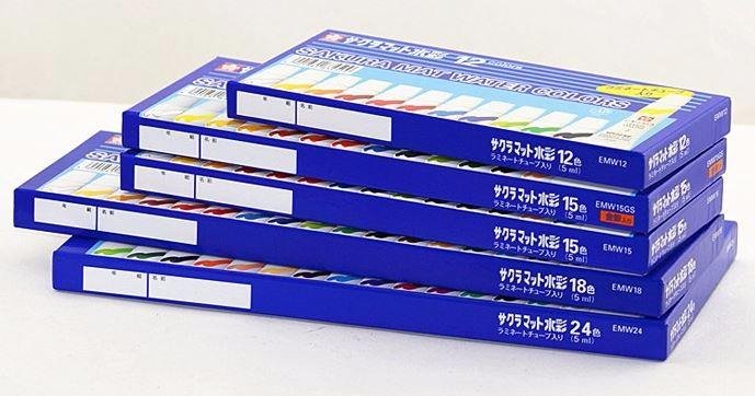 Màu nước Sakura MAT WATER COLORS 5ML, bộ 12 màu EMW12