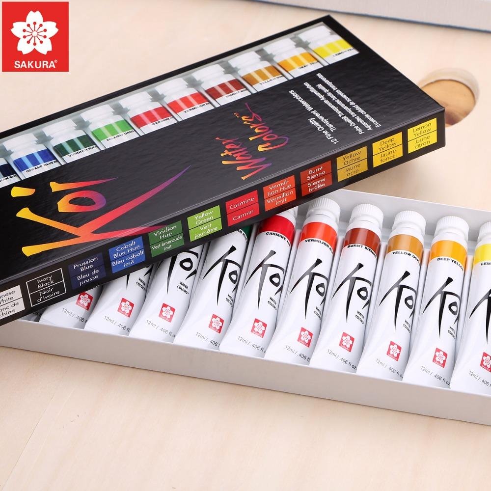 Bộ màu nước Sakura dạng tuýp KOI WATER COLOR 12ML 12 màu, XMW12L