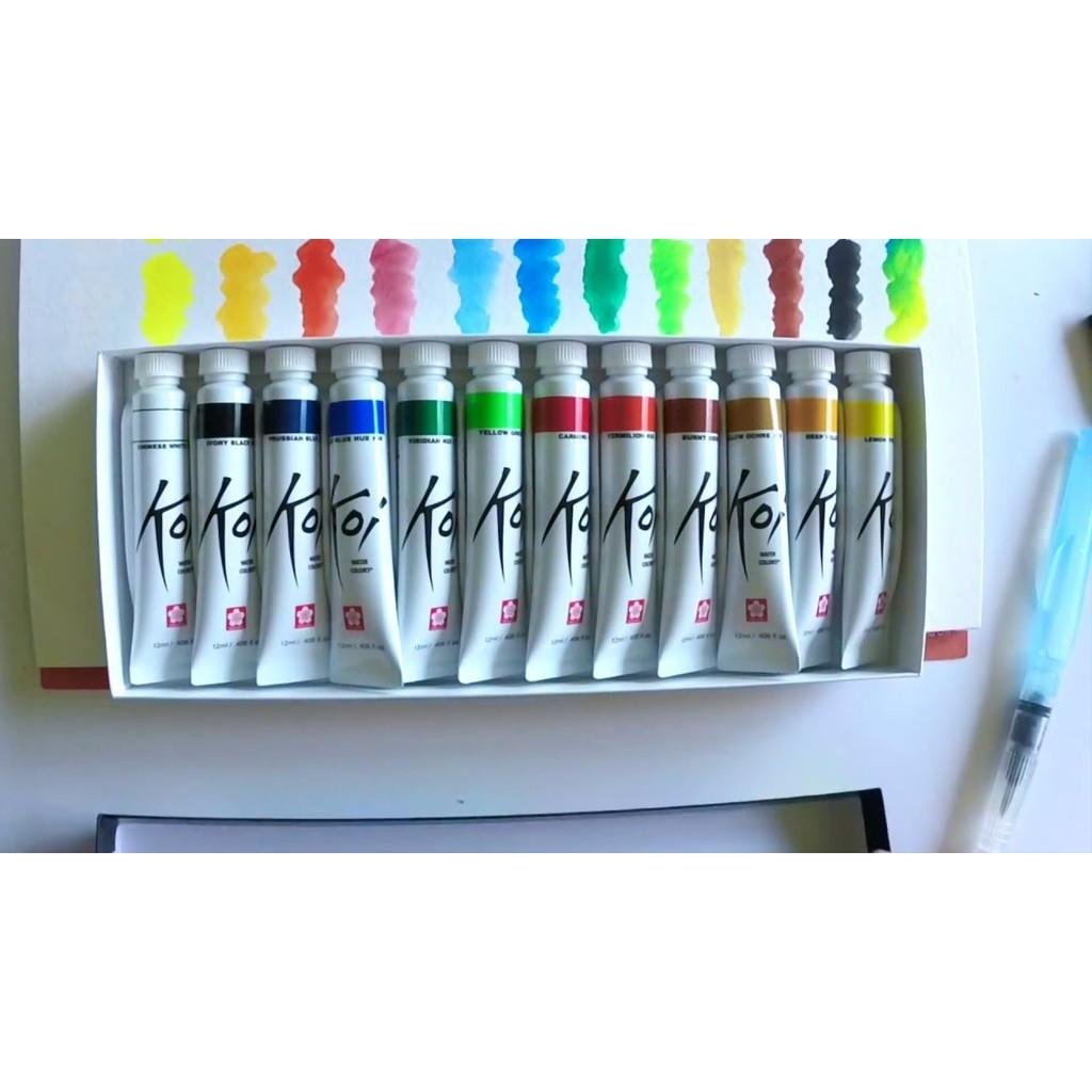 Bộ màu nước Sakura dạng tuýp KOI WATER COLOR 12ML 12 màu, XMW12L
