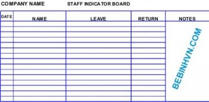 Bảng mica STAFF INDICATOR BOARD