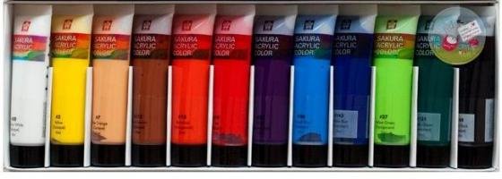 Màu vẽ dạng tuýp 12 màu Sakura Acrylic In 20ml Tube XAC20